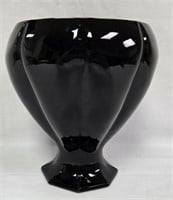 Black Glass Paneled 6" W x 7.5" T  Vase