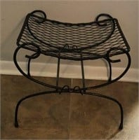 Scrolled Metal Footstool with Curved Seat