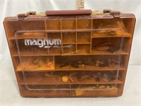 Magnum by Plano tackle box, various spoons,