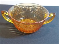 Indiana Amber Daisies Pattern Sandwich Glass Open