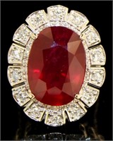 14kt Gold 22.37 ct Ruby & Diamond Ring