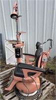 Vintage Pink Dentist Chair w/Light Stand and Tool