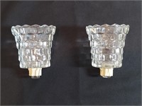 2pc Fostoria Cubes Clear Taper Topper Votive