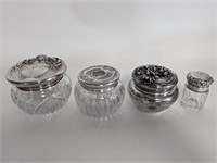 4 Pc Antique Sterling Silver Jar Set