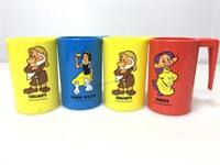 Four Walt Disney Productions Vintage Plastic Mugs