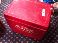 Vintage metal Coca-Cola cooler with galvanized