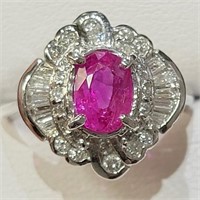 Certified  Ruby(1.52ct) Diamond(0.5Ct,Si,G-H) Ring
