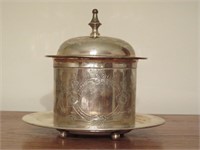 International Silver Tea Caddy and Footed Tray