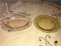 Amber Depression Glass Platter/Other