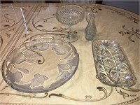 Cut Glass Tray/Goblet/Glass Platter