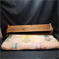 Wall Hanging Wood Quilt Rack/Shelf with Sun