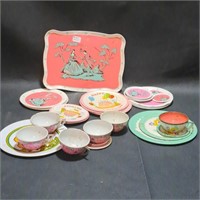 Vintage Tin Litho Children's Tea Sets Pieces in