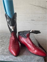Unisex Vintage Red and Black Cowboy Boots