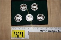 5 - 1 ounce John Deere silver coins