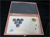 Coins and wooden box
