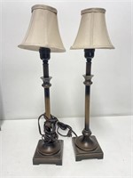(2) Bronze Table Top Lamps 22 in Tall