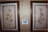 Pair Framed Pressed Flowers 23 x 15