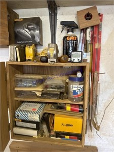 CONTENTS OF CABINET--DRILL BITS, SANDING PAPER,