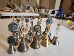 16 Metal souvenir collectors bells. Dining Room