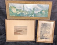 Lot of 3 Antique / Vintage Framed Prints