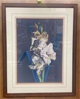 1987 V. Williams Colored Pencil Sketch of Flowers