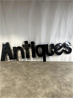 Large Metal Antiques sign, 58 inches long