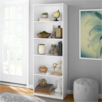Mainstays 5-Shelf Bookcase  Adjustable  White
