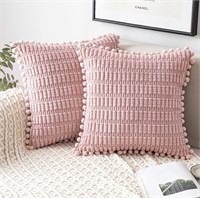 Pink Corduroy Throw Pillow Covers Pack of 2