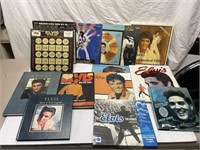 Elvis memorabilia lot- records/ books etc- see