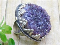 AMETHYST ADJUSTABLE RING ROCK STONE LAPIDARY SPECI