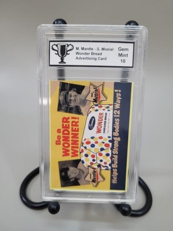 M. Mantle / Stan Musial Graded Wonder Bread Card