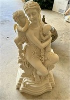 24" Large Resin Mother Child and Cherub Statue