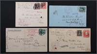 US Stamps 4 Registered Covers 1896-1906, nice