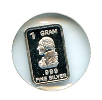 1 gram Silver Ingot - George Washington, .999