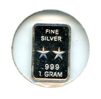 1 gram Silver Ingot - 2-Star General, .999 Fine