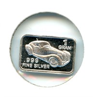 1 gram Silver Ingot - Vintage Car, .999 Fine