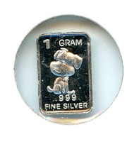 1 gram Silver Ingot - Cartoon Puppy, .999 Fine