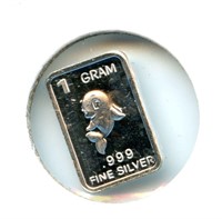 1 gram Silver Ingot - Beluga, .999 Fine Silver