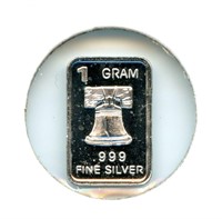 1 gram Silver Ingot - Liberty Bell, .999 Fine