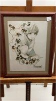 Roam and Framed water color print of child