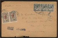CANAL ZONE #J11 PAIR ON COVER USED FINE