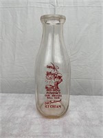 Vtg HOME DAIRY Glass Quart Milk Bottle