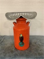 milk can w/iron implement seat