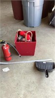 Fire extinguisher untested, dust pan, sewing