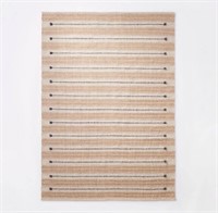 5'x7' Striped/Clipped Yarn Rug Ivory