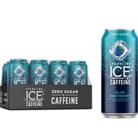 12 Pack Sparkling Ice +Caffeine Blue Raspberry