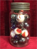 Crown Jar of Glass Shooter Marbles