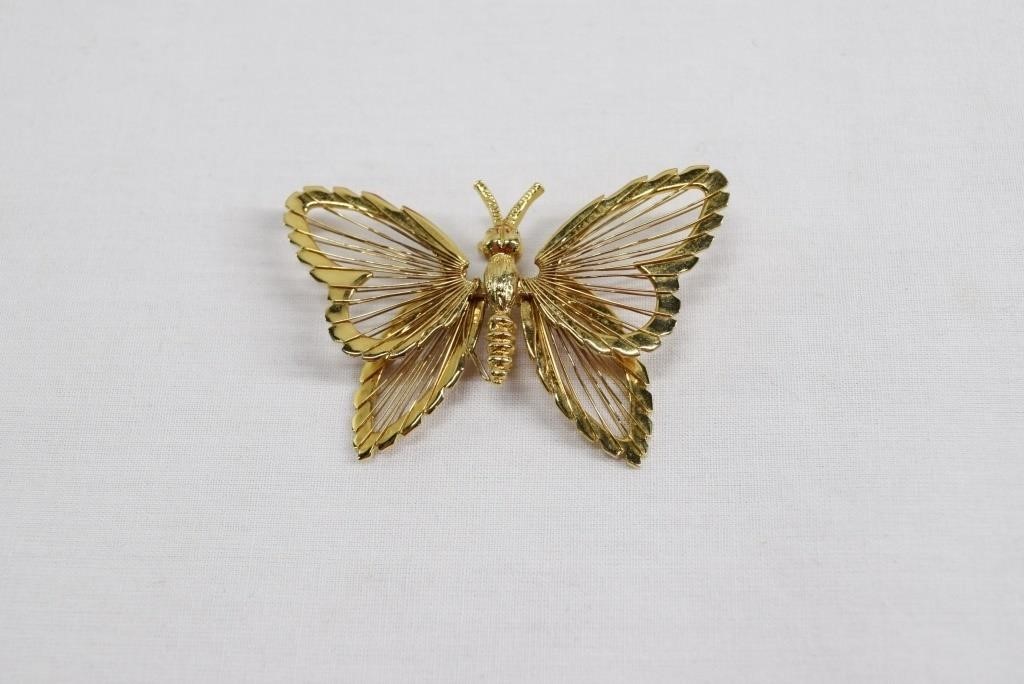 Vintage Monet Wire Wrapped Butterfly Brooch 2"