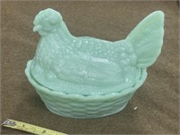 Fenton Jadeite Hen on Nest