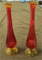 2 Fenton Amberina 9" Vases